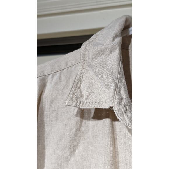 Westbound Ecru Eyelet Trim Button Up 100% Linen Long Sleeve Shirt Womens Sz L - Picture 5 of 10